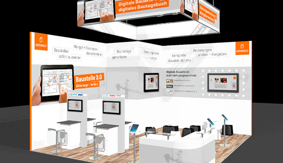 Messestand von Datengut mit digitalem Bautagebuch